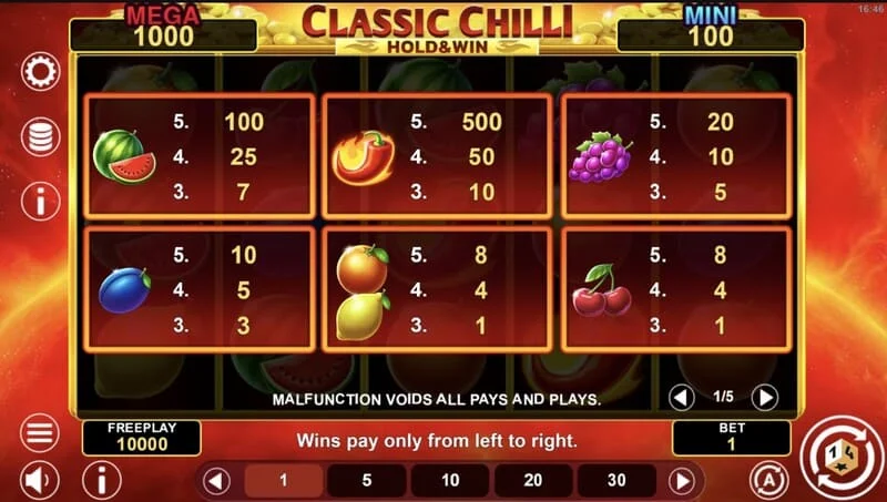 Classic Chilli Hold & Win - เหรียญโบนัสในสนาม